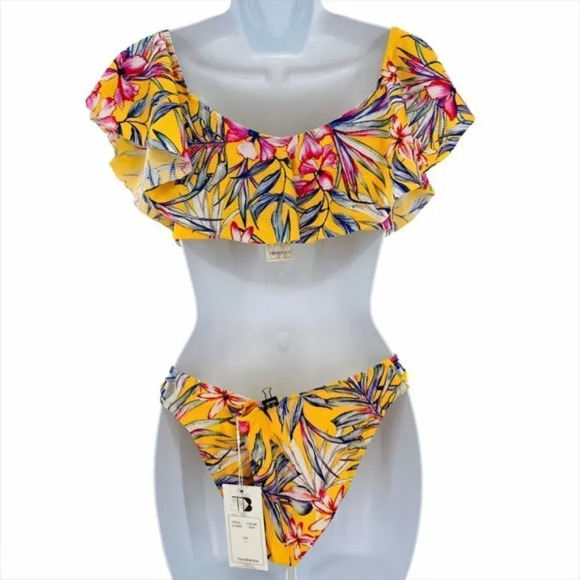 TiniBikini 2 Piece yellow Floral Print Bikini - Picture 2 of 8